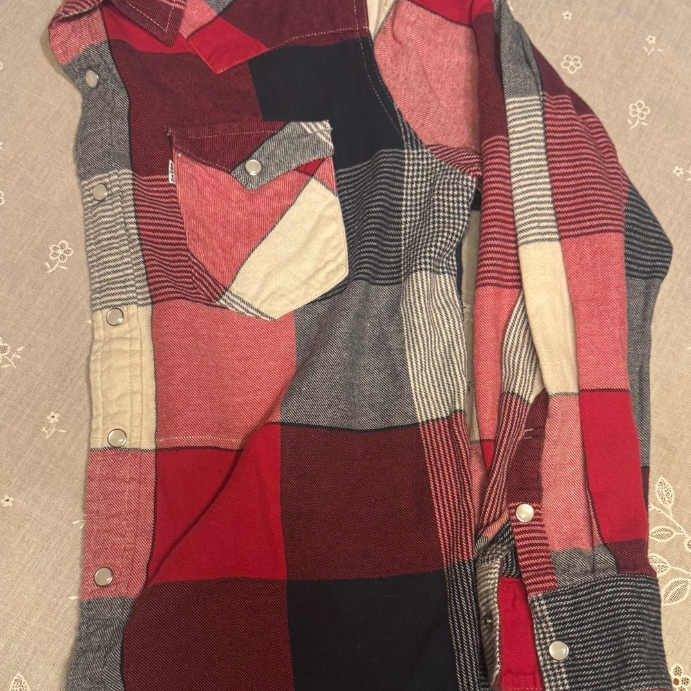 Levi's Red and Black Plaid Casual Button Down Shirt